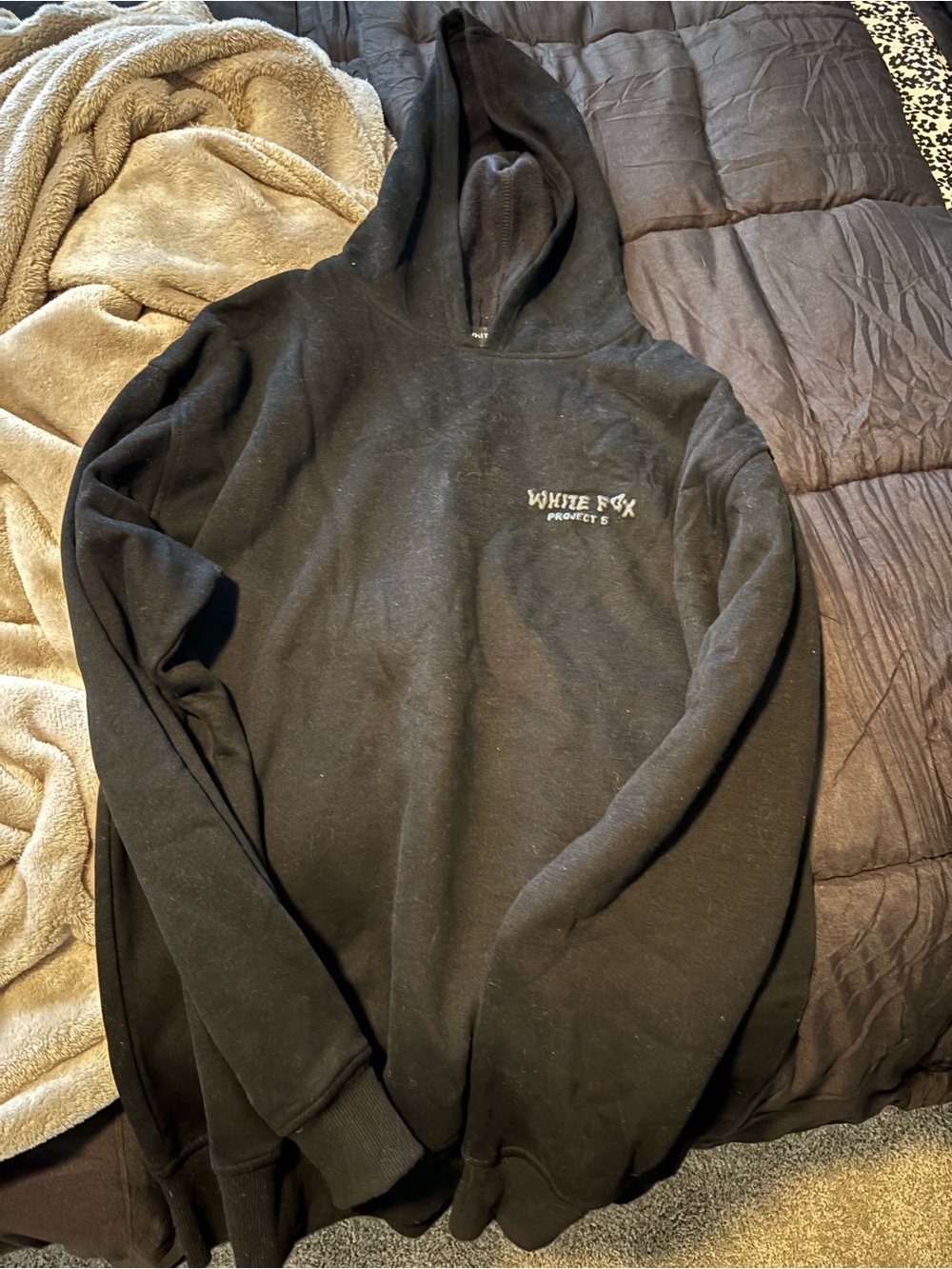 White Fox Boutique Black Hoodie with Small White Logo